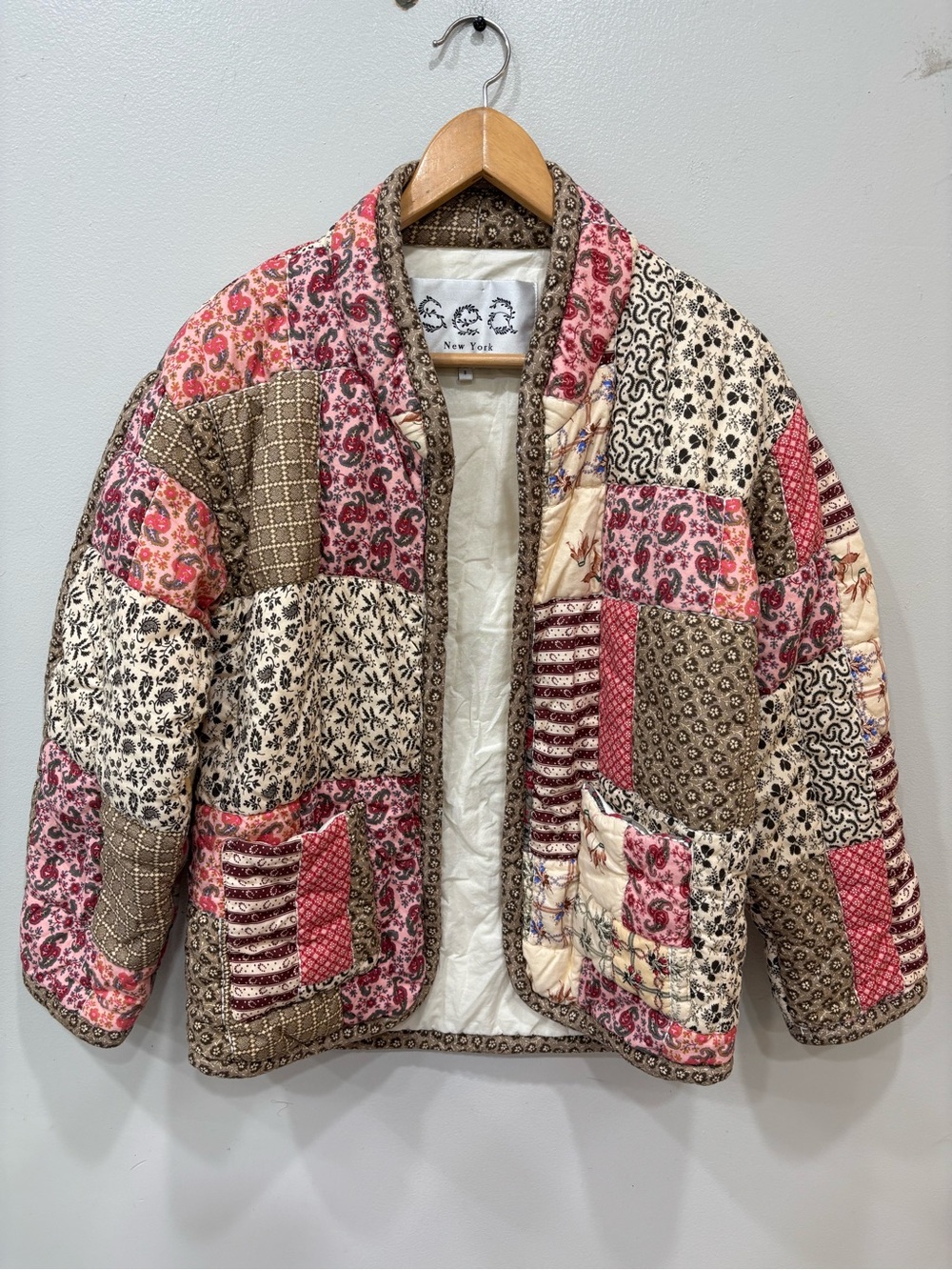 Sea New York Quilted Patchwork Jacket Women’s Small ( Front Ties Was Cut Off )